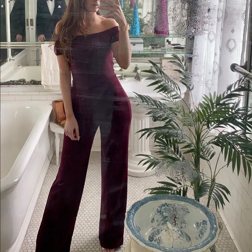 Alleyoop Burgundy Off-the-Shoulder Jumpsuit - Picture 2 of 2